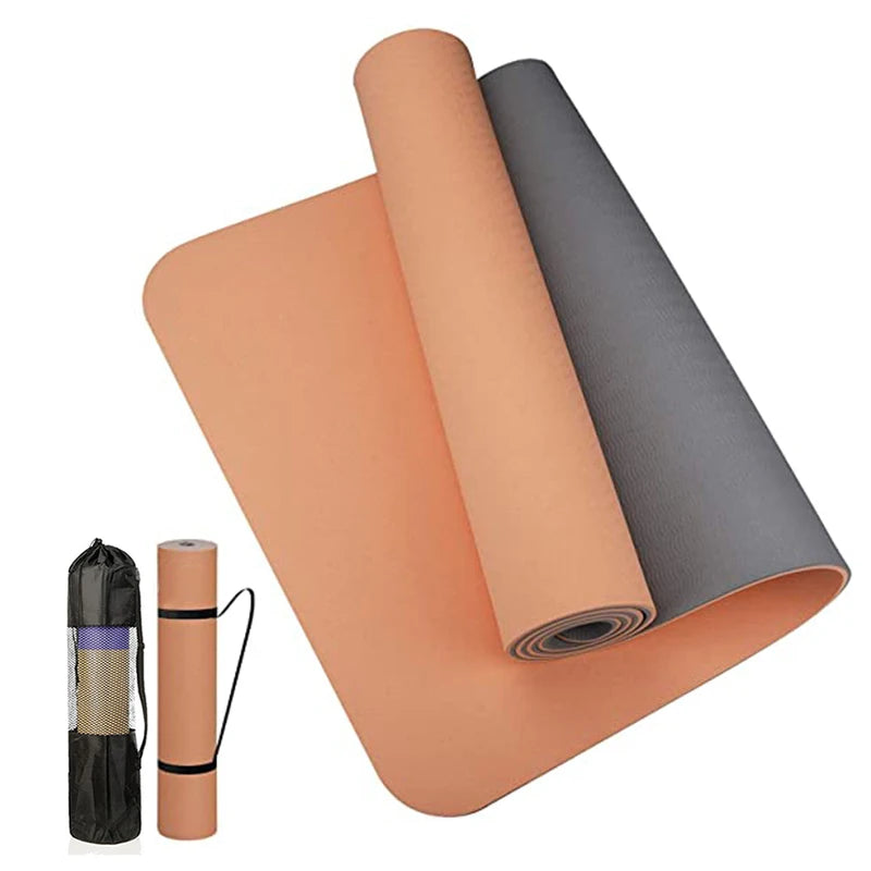 Thick Two-Color TPE Yoga Mat – Non-Slip, High-Quality Fitness Pad for Home Workouts