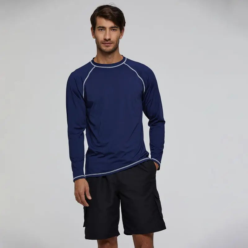 Men's UPF 50+ Long Sleeve Shirts Sun Protection SPF/UV Fishing Hiking Running T-Shirts Rashguard Swim Shirts