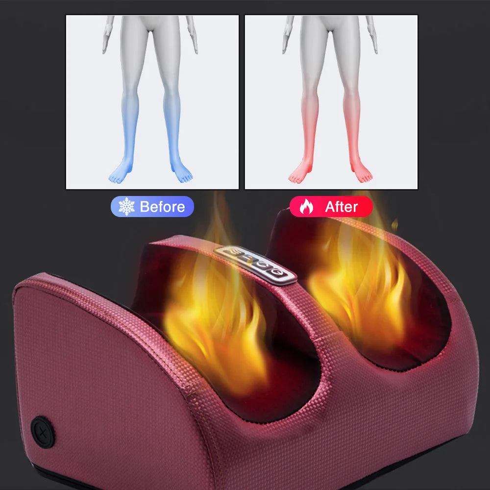 Electric Foot Massager with Heating Therapy – Shiatsu Kneading, Compression & Roller Massage for Muscle Relaxation & Pain Relief