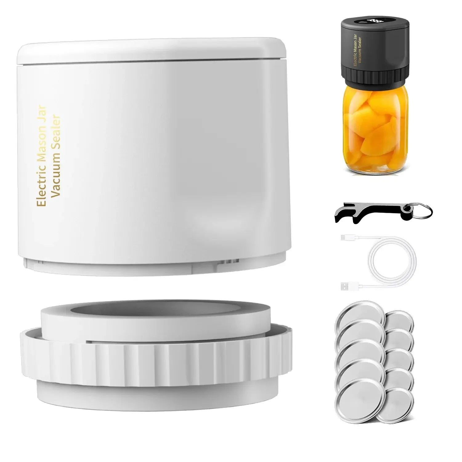 Electric Mason Jar Vacuum Sealer Kit – Cordless, Powerful & Perfect for Food Storage