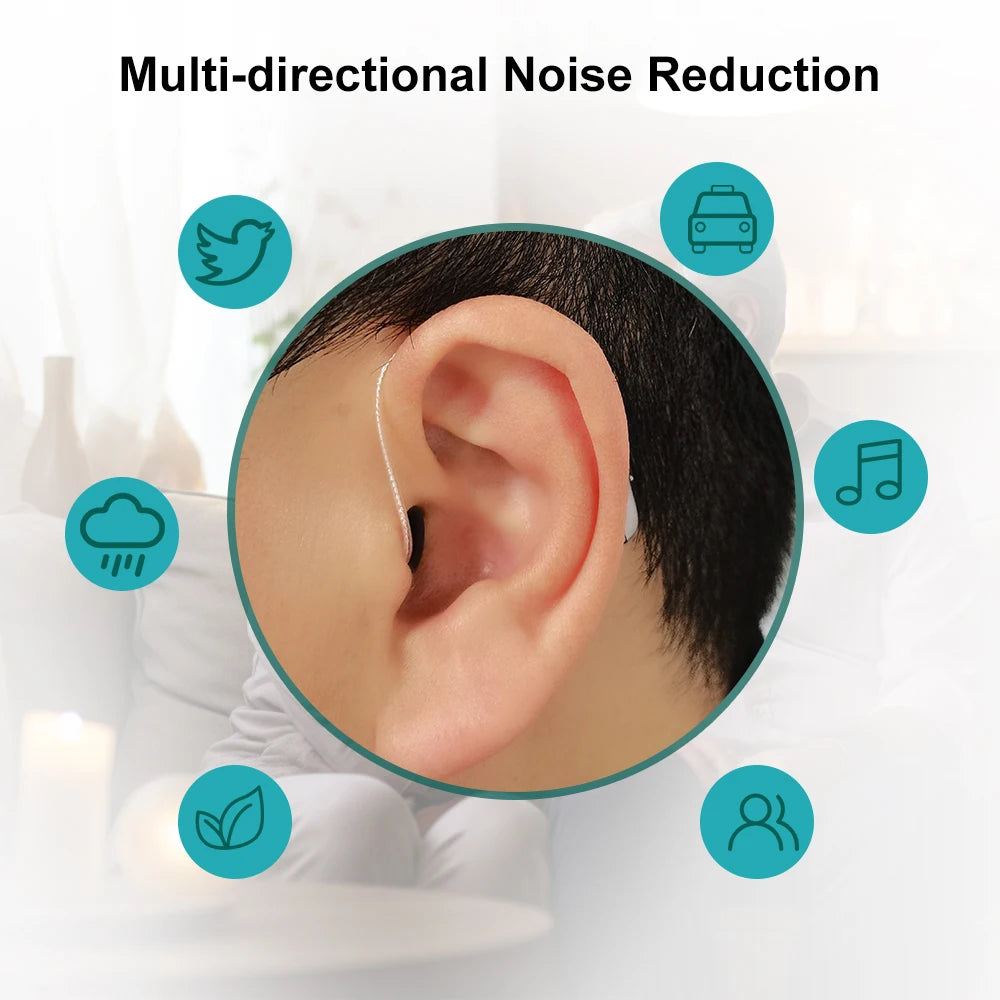 Self-Fitting OTC Hearing Aids deafness Bluetooth Hearing Aid with Invisible Fit Noise Support  Mild to Moderate Hearing Loss