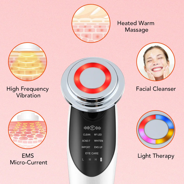 7-in-1 Face Lifting Device – EMS Microcurrent, LED Skin Rejuvenation, and Neck Firming Massager for Radiant, Youthful Skin
