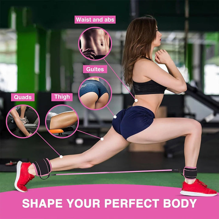 Ankle Strap Resistance Bands – Elastic Fitness Bands for Hip & Leg Strength, Home Training, Yoga, Pilates & Gym Workouts