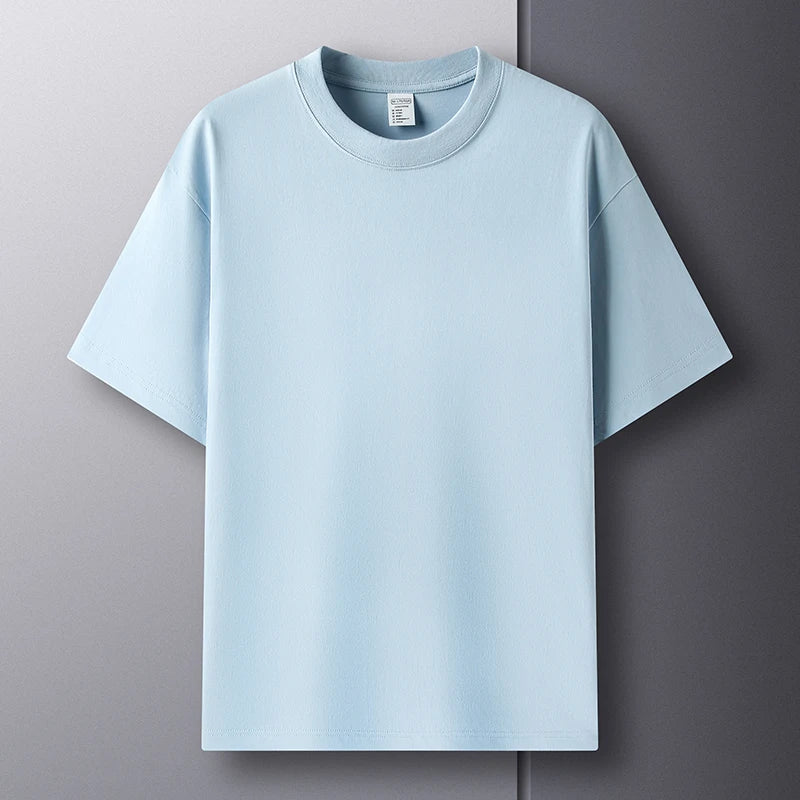 100% Pure Cotton Men’s Short Sleeve T-Shirt – High-End Brand, Breathable, Fashionable Round Neck Summer Top