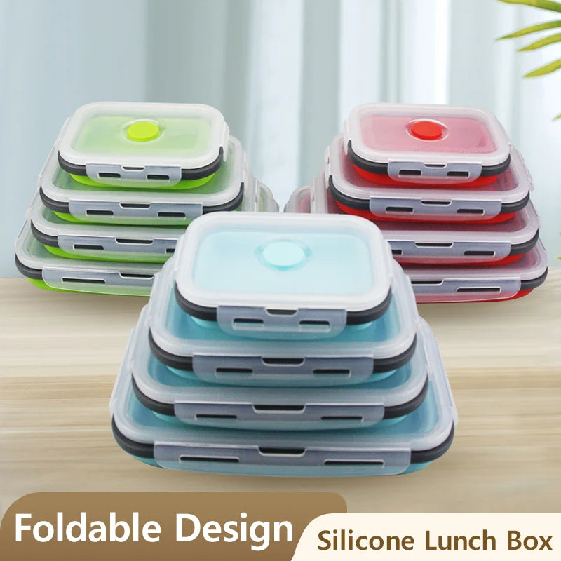 4pcs Collapsible Food Storage Containers – Airtight, Freezer & Microwave Safe for Leftovers and Fresh Fruit