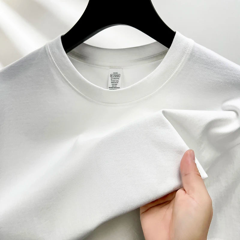 100% Pure Cotton Men’s Short Sleeve T-Shirt – High-End Brand, Breathable, Fashionable Round Neck Summer Top