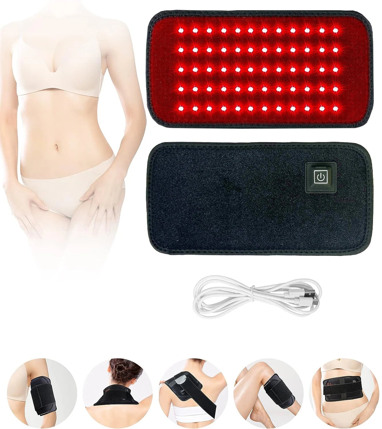 60 LEDs Red & Infrared Light Therapy Belt – 850nm & 660nm Fat Burning Slimming Machine, Back & Full-Body Heat Pad for Waist & Body Contouring