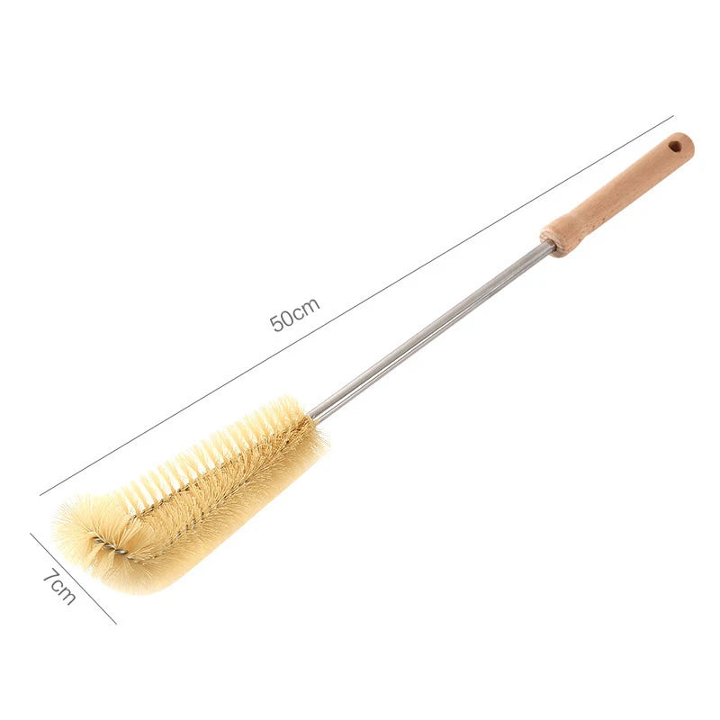 Wooden Bottle Cleaning Brush – Long Handle Glass Scrubber for Drink Bottles and Kitchen Cleaning