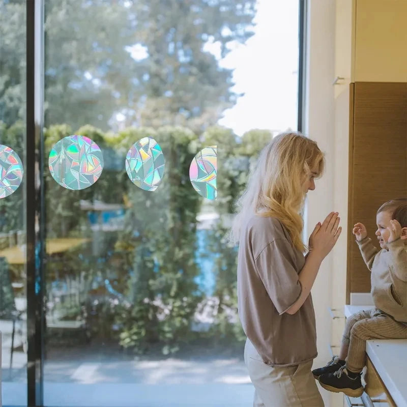 Rainbow Suncatcher Window Stickers – PVC Cat & Butterfly Prism Glass Decals for Kids' Bedroom Decoration