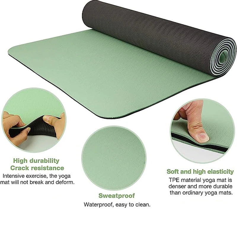 Thick Two-Color TPE Yoga Mat – Non-Slip, High-Quality Fitness Pad for Home Workouts