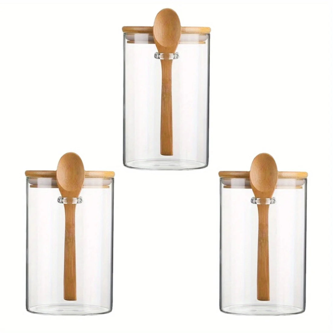 18oz Airtight Glass Jars with Lids & Spoons – Clear Storage for Spices, Candy, Tea & More