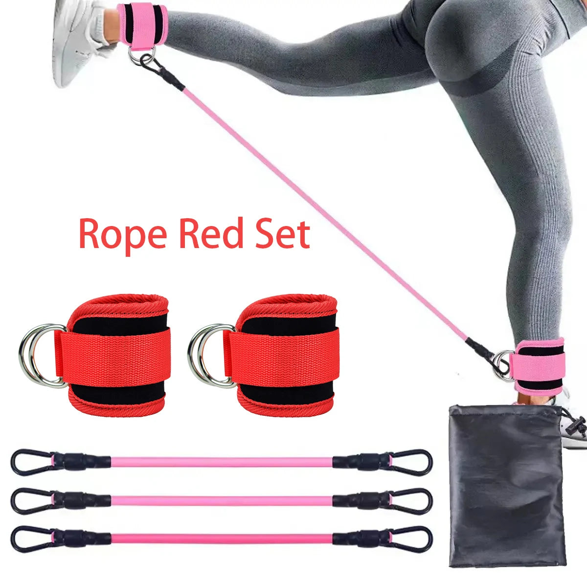 Ankle Strap Resistance Bands – Elastic Fitness Bands for Hip & Leg Strength, Home Training, Yoga, Pilates & Gym Workouts