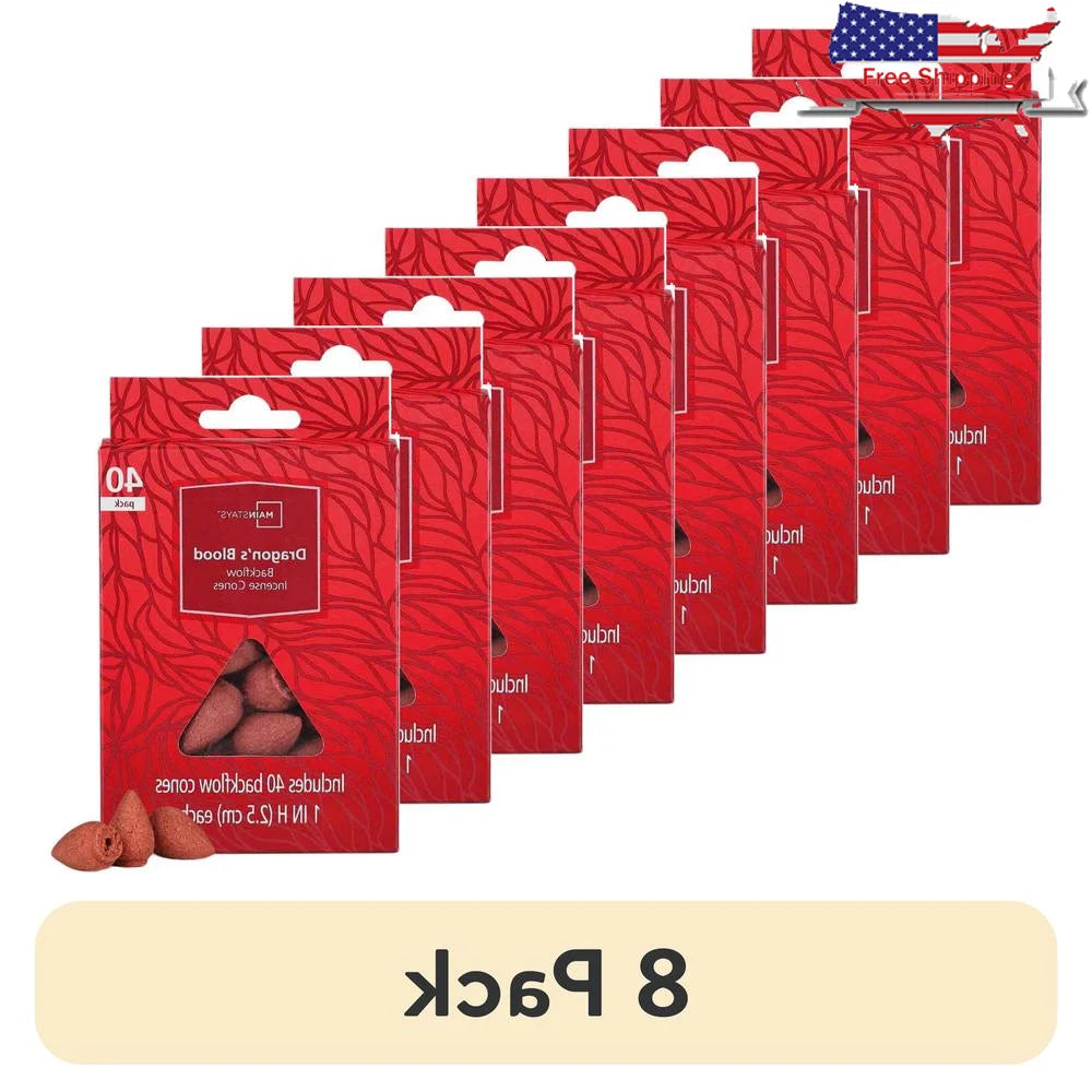 8 Pack Backflow Incense Cones Dragon Blood Aromatherapy Relaxation Meditation 40 Cones Unique Smoke Effect Safe Indoor Use