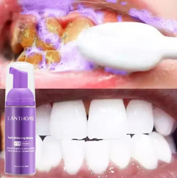 V34 Purple Teeth Whitening Toothpaste – Plaque Removal, Stain Cleaning, and Fresh Breath for a Brighter Smile