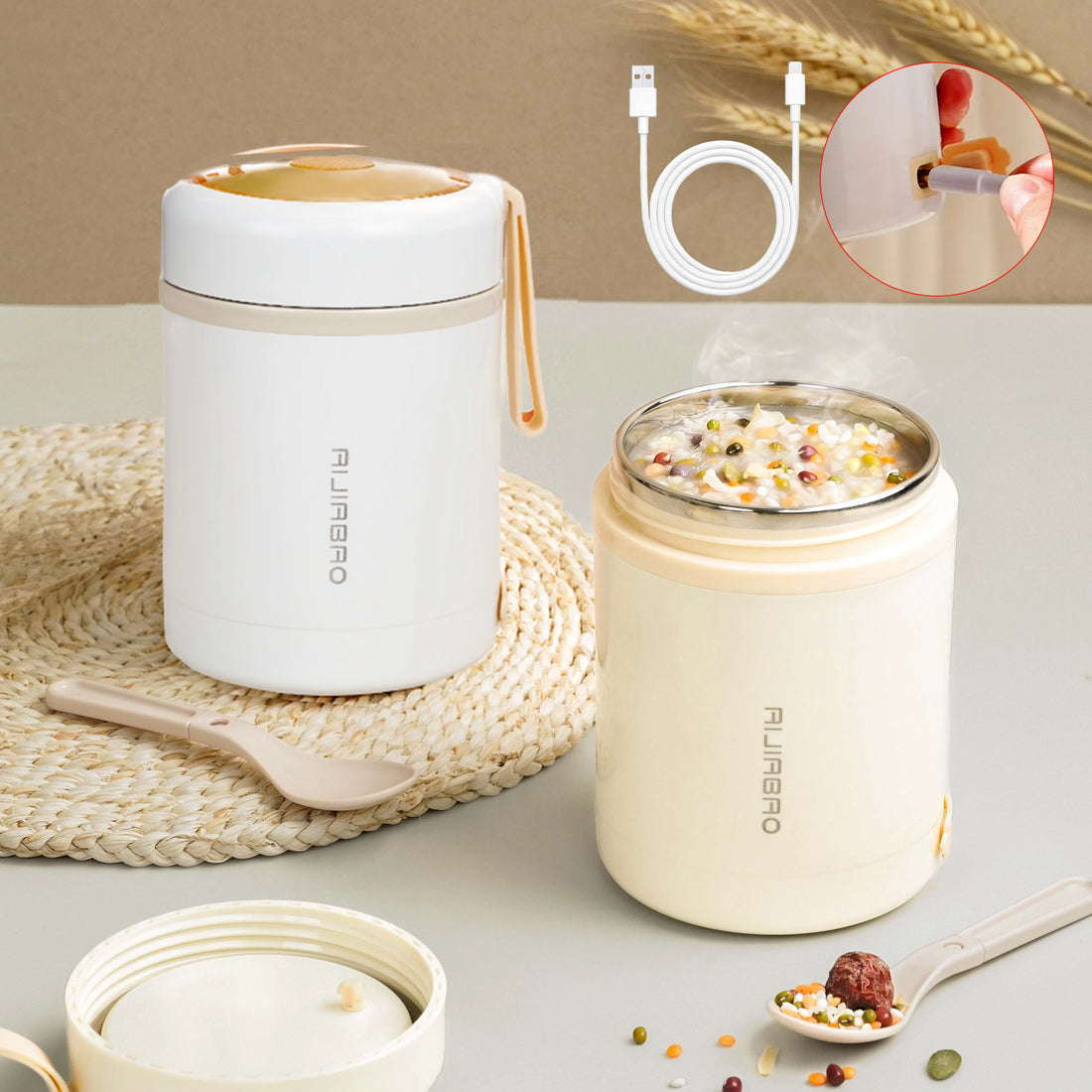600ML USB Electric Heating Lunch Box – Portable Food Warmer with Stainless Steel Container for Picnic, Milk, and Drinks (5V, 12V, 24V)