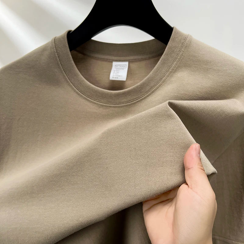 100% Pure Cotton Men’s Short Sleeve T-Shirt – High-End Brand, Breathable, Fashionable Round Neck Summer Top