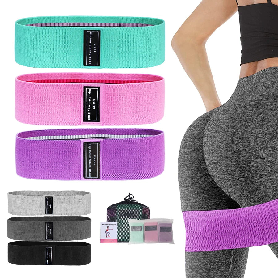 Fabric Resistance Hip & Booty Bands – Elastic Glute, Thigh, and Squat Workout Loops for Home Fitness, Yoga & Gym Training