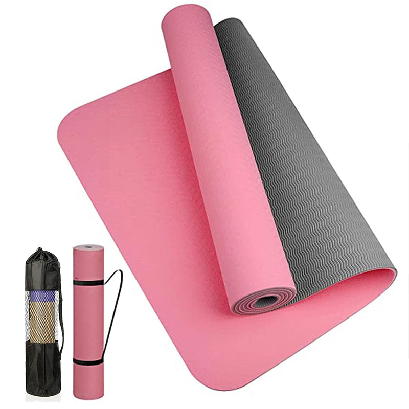 Thick Two-Color TPE Yoga Mat – Non-Slip, High-Quality Fitness Pad for Home Workouts