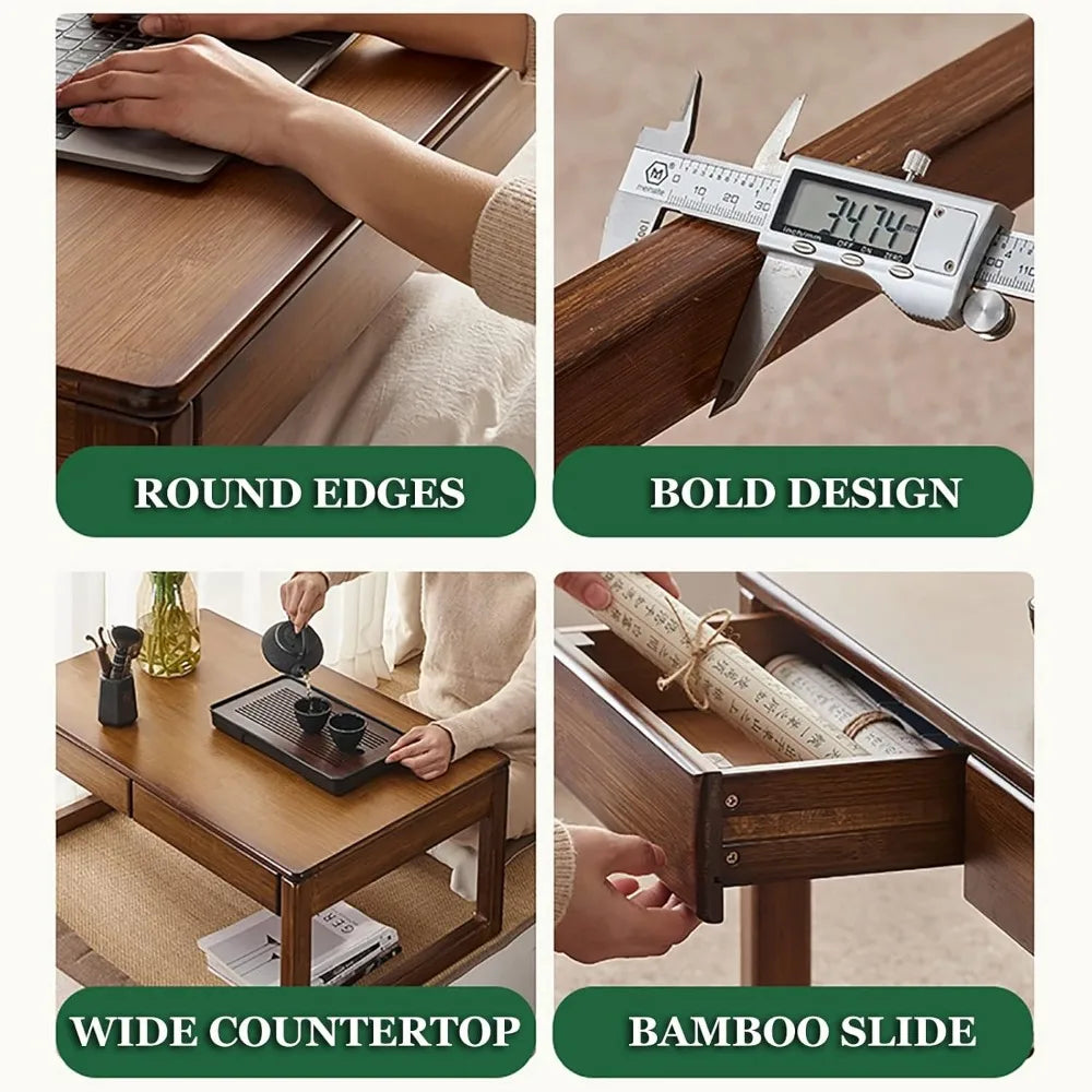 Japanese Floor Table, Low Altar Table for Meditation, Tatami Coffee Table, Small Tea Table for Floor Sitting, for Dining & Spiri