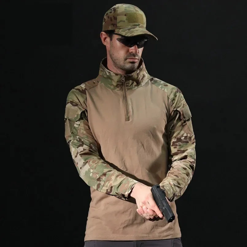 Men's Outdoor Tactical Military Long Sleeve T Shirt for Hiking, Climbing, Hunting - Quick-drying Sports Tee