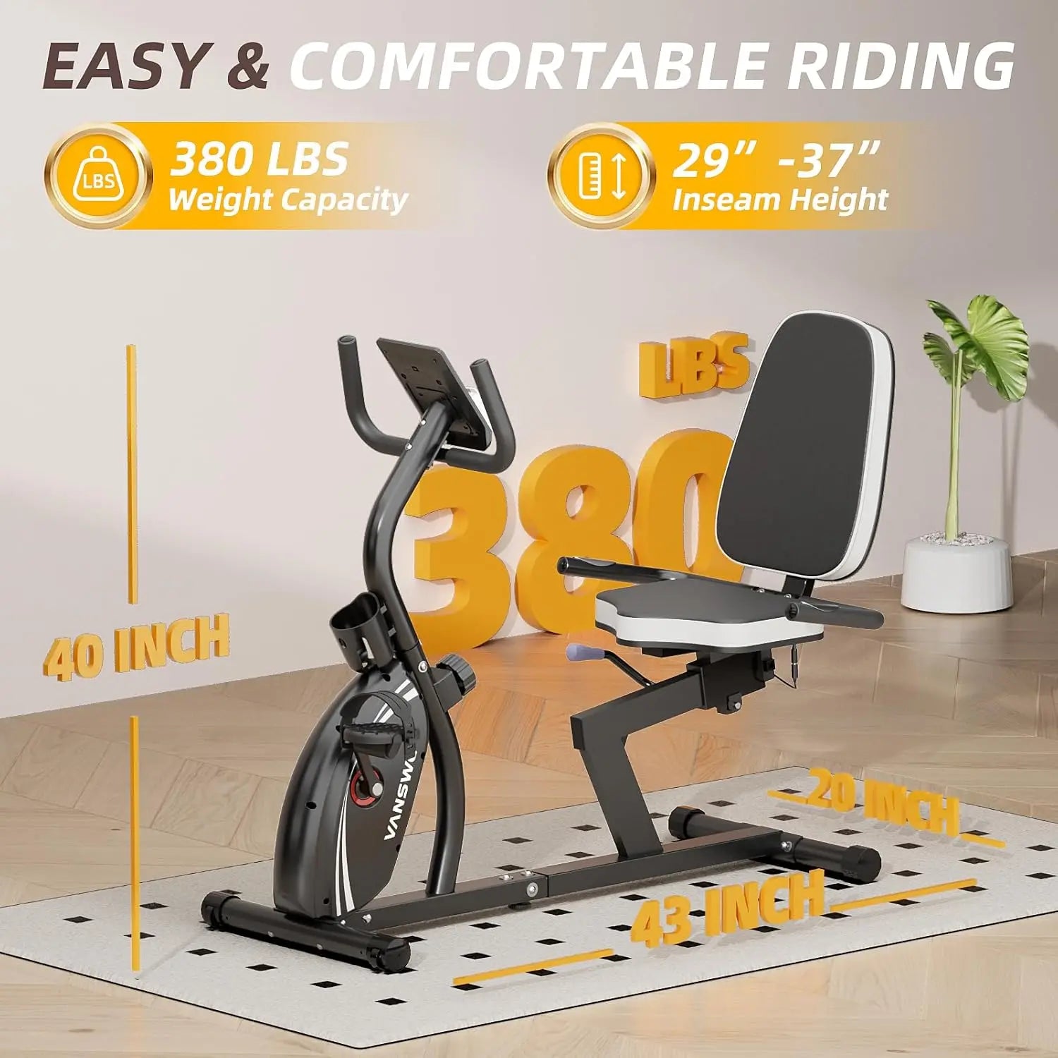 Exercise Bike for Adults Seniors - Recumbent Bikes for Home with Magnetic Resistance
