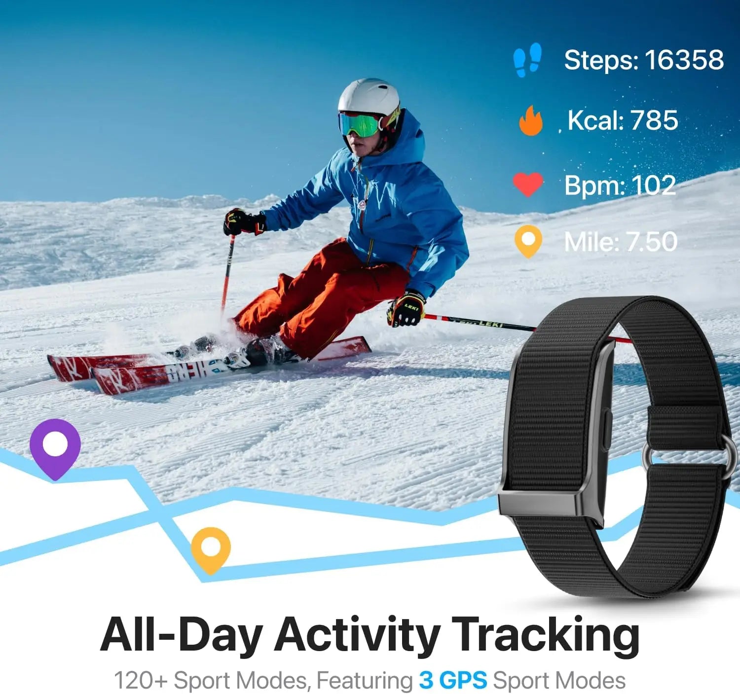 Smart Health Wristband, Wearable Activity & Fitness Tracker, 120+ Sports Modes,All-Day Continuous Monitoring,Heart Rate Tracking