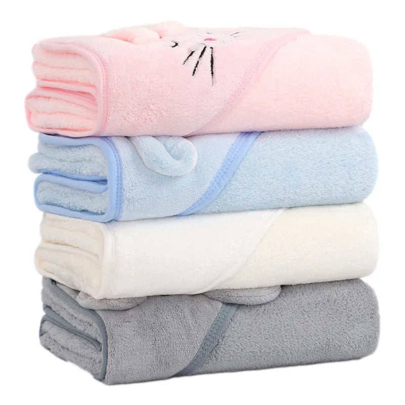 Cartoon Animal Baby Bath Towels – Soft Hooded Towel and Swaddle Wrap for Newborns and Toddlers