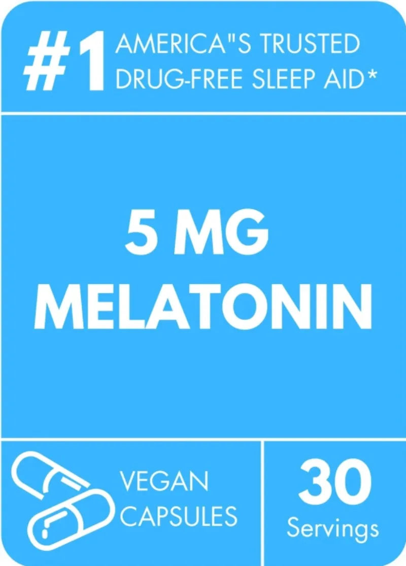 Melatonin, Ashwagandha Extract, Adult Sleep Aid, Non-Habit Forming, Helps Reduce Dreaming, Sleep Soundly, 60 Veggie Capsules