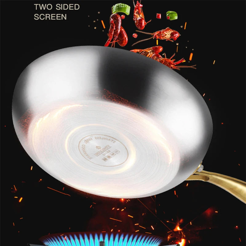 316 Stainless Steel Frying Pan & Wok – Nonstick, Durable, and Compatible with All Cooktops