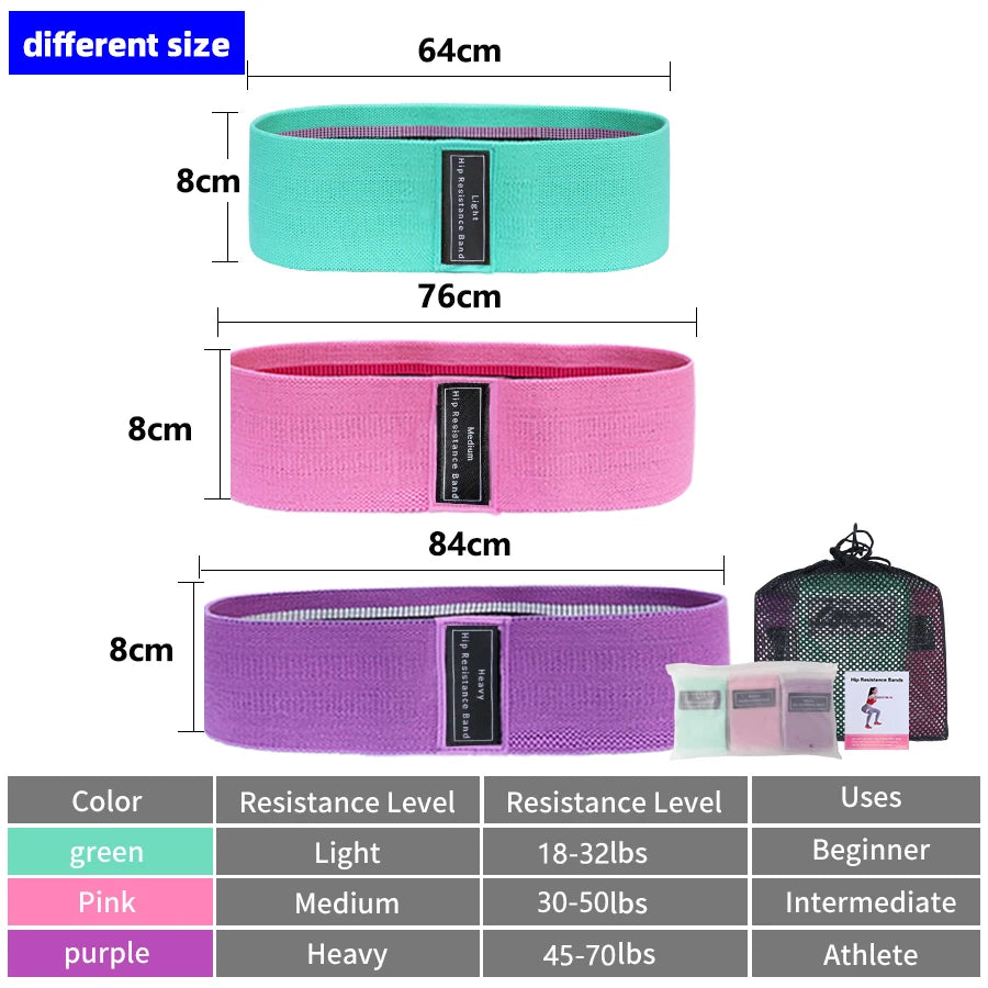 Fabric Resistance Hip & Booty Bands – Elastic Glute, Thigh, and Squat Workout Loops for Home Fitness, Yoga & Gym Training