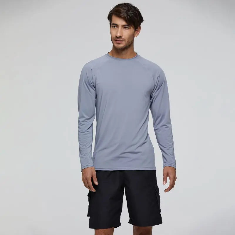Men's UPF 50+ Long Sleeve Shirts Sun Protection SPF/UV Fishing Hiking Running T-Shirts Rashguard Swim Shirts