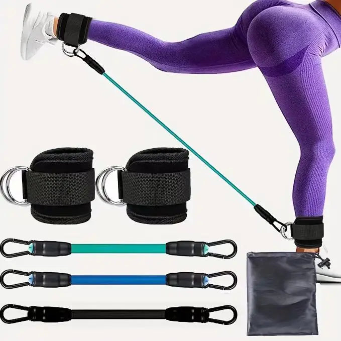 Ankle Strap Resistance Bands – Elastic Fitness Bands for Hip & Leg Strength, Home Training, Yoga, Pilates & Gym Workouts