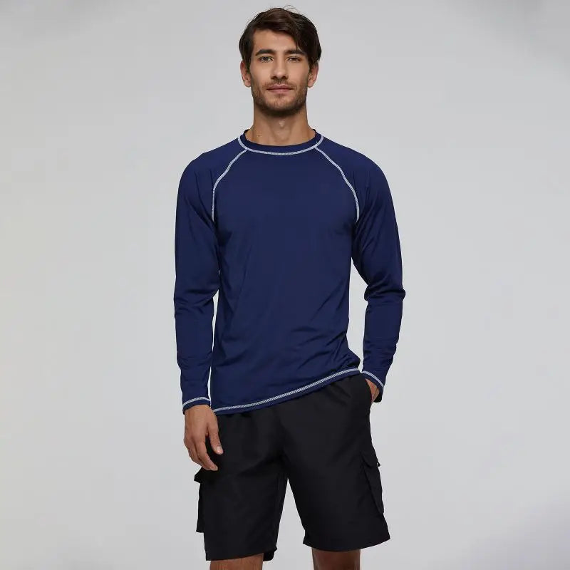 Men's UPF 50+ Long Sleeve Shirts Sun Protection SPF/UV Fishing Hiking Running T-Shirts Rashguard Swim Shirts
