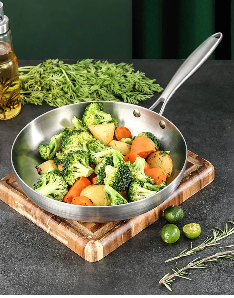 PDG1 304 Stainless Steel Frying Pan – Uncoated, Non-Stick & Versatile for All Cooktops