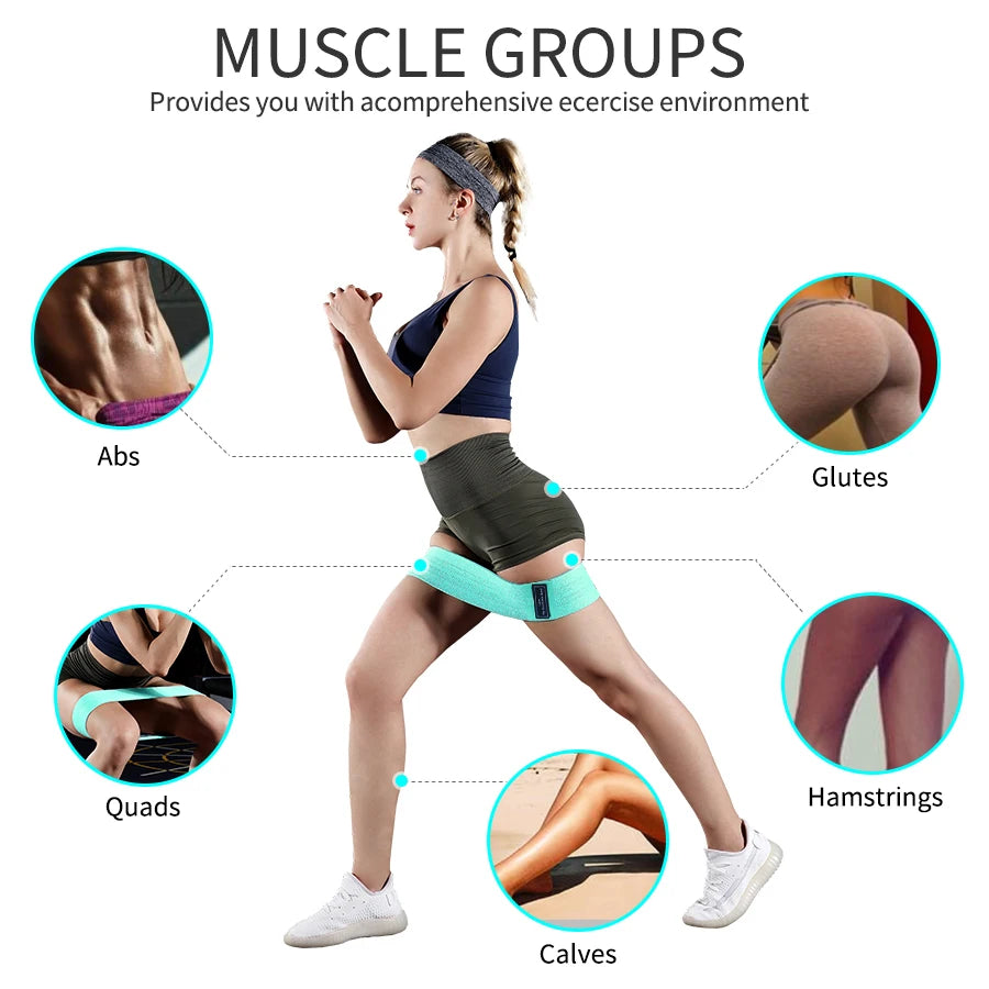 Fabric Resistance Hip & Booty Bands – Elastic Glute, Thigh, and Squat Workout Loops for Home Fitness, Yoga & Gym Training