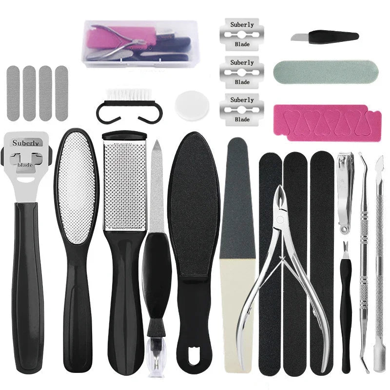 27PCS Foot Care Pedicure & Manicure Kit – Stainless Steel Tools for Exfoliating, Callus Removal & Nail Care