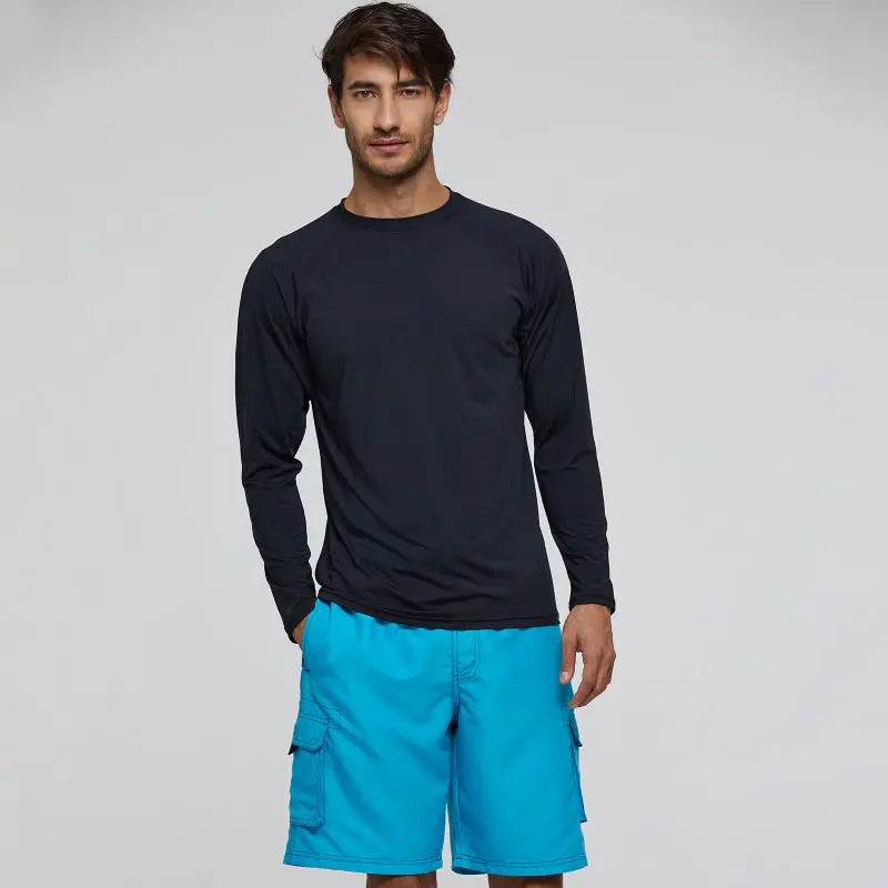 Men's UPF 50+ Long Sleeve Shirts Sun Protection SPF/UV Fishing Hiking Running T-Shirts Rashguard Swim Shirts
