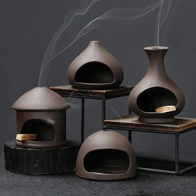Handmade Ceramics Palo Santo Holder Sages Stick Dish Smudge Bowl Cone Incense Burner Chimenea Yoga Meditation Zen Decoration
