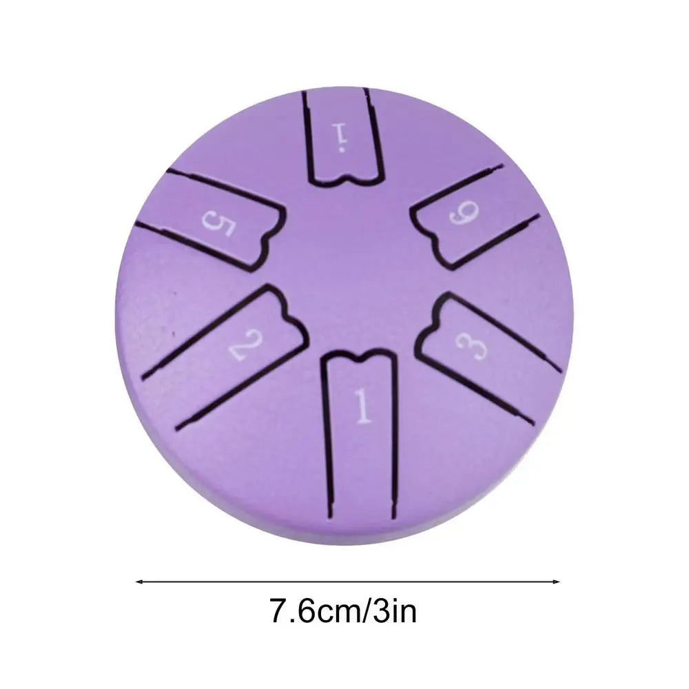 Steel Drum For Kids 6-Note 3-Inch A-Key Tank Drum For Meditation Handpan Drum Percussion Instrument Includes Mallets & Music