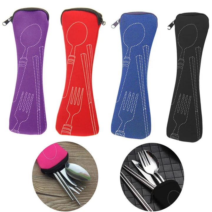 Portable Tableware Storage Bag – Travel Cutlery Pouch for Fork, Spoon, Knife (Without Tableware)
