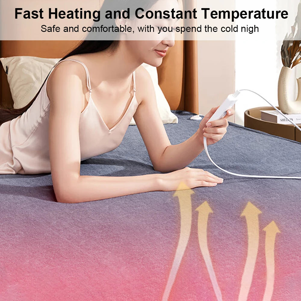 Electric Heating Blanket – Automatic Thermostat Double Body Warmer Bed Mattress Pad (EU Plug, 220V)