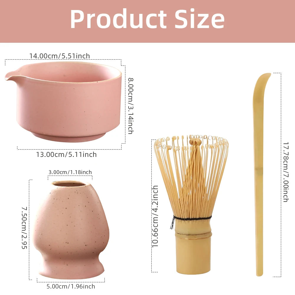 4PCS Japanese Matcha Tea Set – Bamboo Whisk & Teaspoon Tea-Making Tools for Home & Beverage Shops