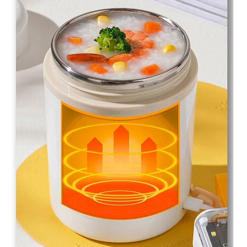 600ML USB Electric Heating Lunch Box – Portable Food Warmer with Stainless Steel Container for Picnic, Milk, and Drinks (5V, 12V, 24V)
