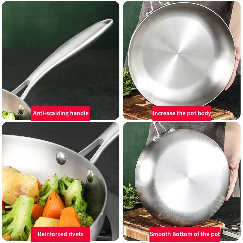 PDG1 304 Stainless Steel Frying Pan – Uncoated, Non-Stick & Versatile for All Cooktops