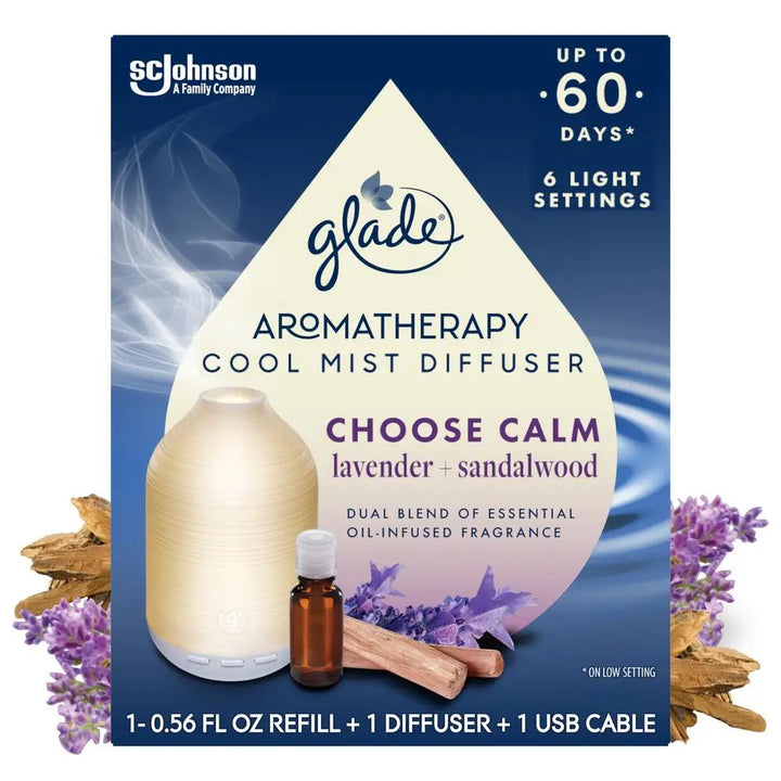 Aromatherapy Essential Oil Diffuser USB Mist Air Freshener Relaxing Lavender Sandalwood Refill Mood Light Control 60 Days