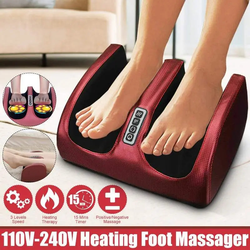 Electric Foot Massager with Heating Therapy – Shiatsu Kneading, Compression & Roller Massage for Muscle Relaxation & Pain Relief