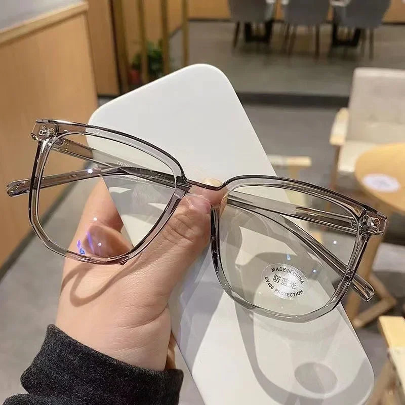 Light Frame Anti-Blue Light Glasses – Transparent Black Square Eyewear for Women and Men