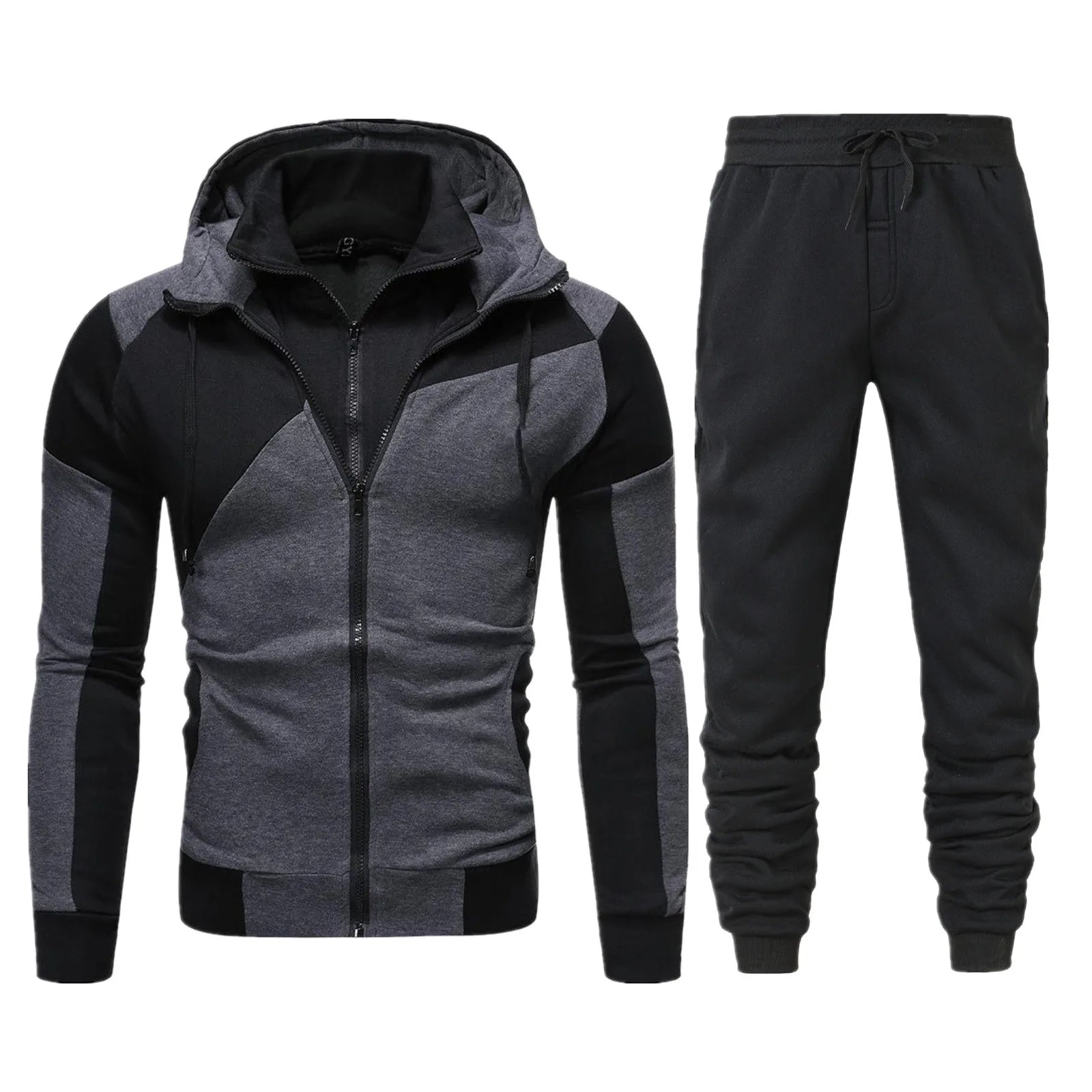 Spring Men's Sweatpants Sets Fashion Handsome Double Zipper Stand Neck Two Piece Suits Casual Sportswear Hoodies and Pants