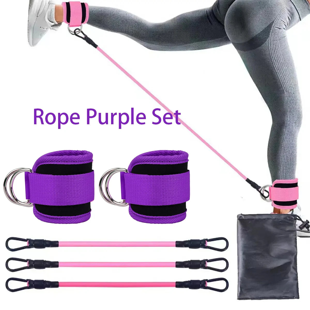 Ankle Strap Resistance Bands – Elastic Fitness Bands for Hip & Leg Strength, Home Training, Yoga, Pilates & Gym Workouts