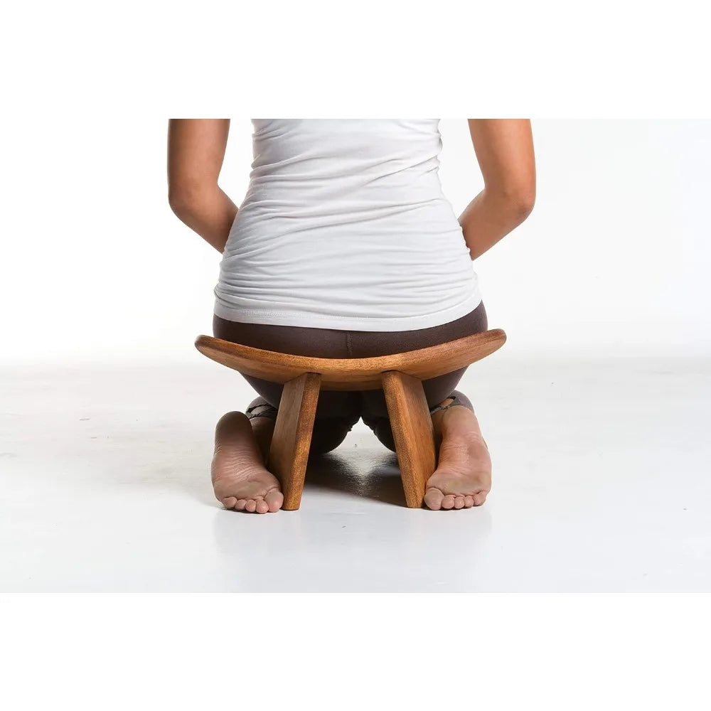 Meditation Bench IKUKO Original, Portable Version with Bag, Locally Handmade Wooden Kneeling Ergonomic Seiza Seat, Prana